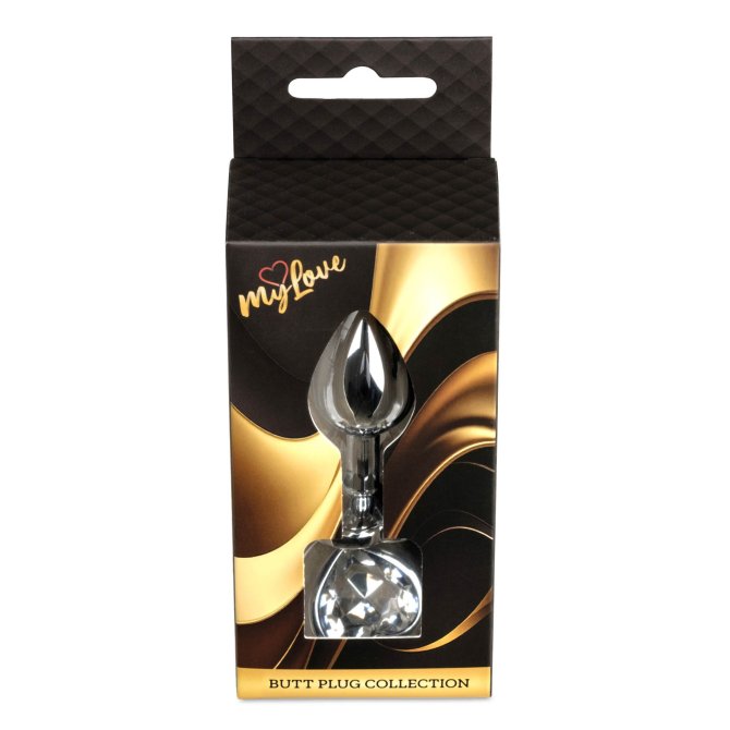 MyLove Silver análny kolík so srdiečkom S číry