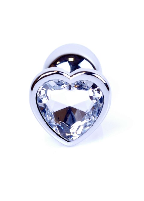 MyLove Silver análny kolík so srdiečkom S číry