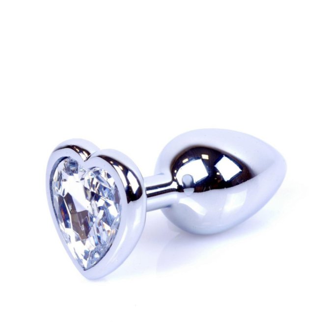 MyLove Silver análny kolík so srdiečkom S číry