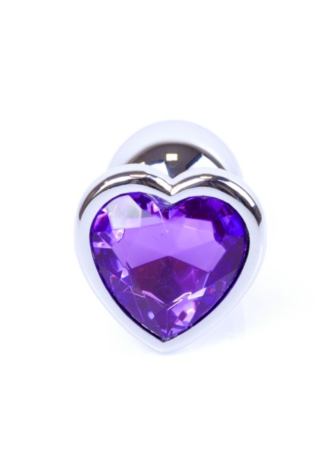 MyLove Silver análny kolík so srdiečkom S fialový