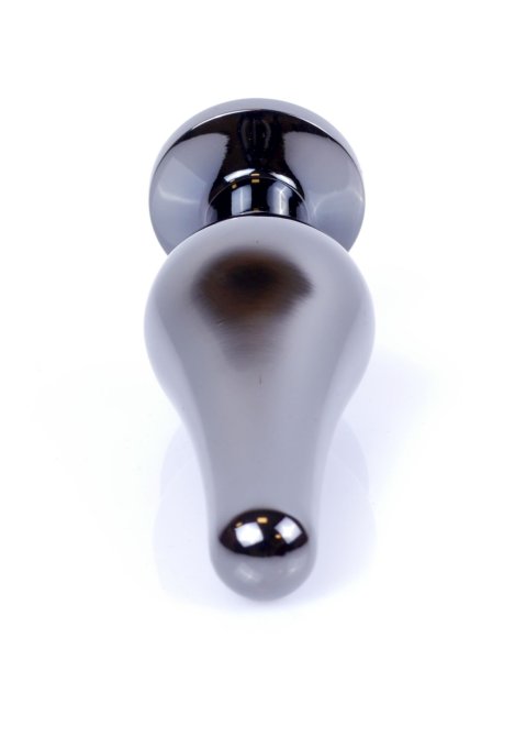 HeavyFun Dark Silver análny kolík s kamienkom S čierny