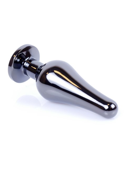 HeavyFun Dark Silver análny kolík s kamienkom S čierny
