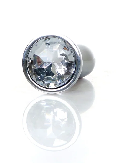 HeavyFun Silver Plug anální kolík s kamínkem S čirý