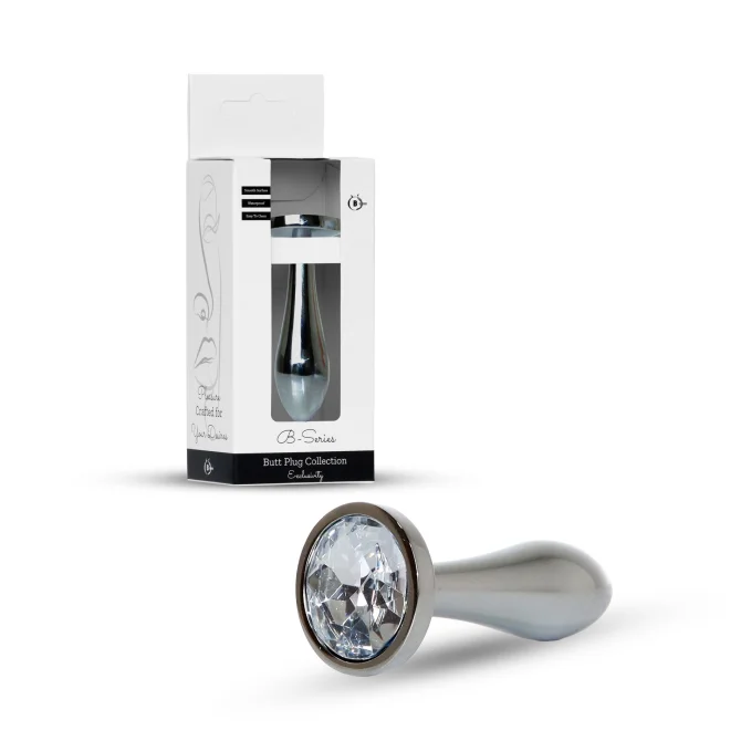 HeavyFun Silver Plug anální kolík s kamínkem S čirý