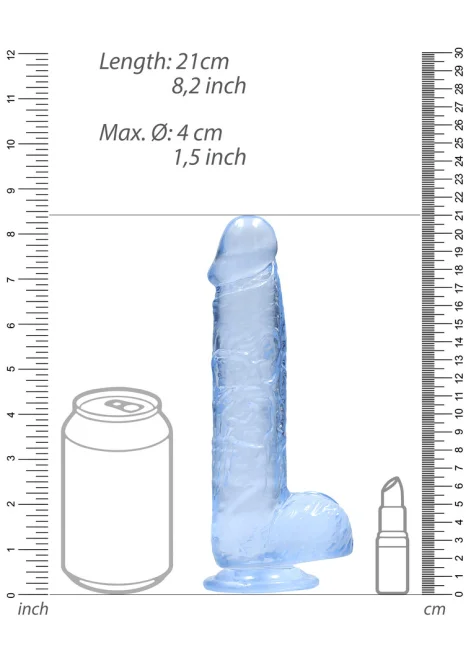 Realrock gelové dildo s přísavkou 21,5 cm modré
