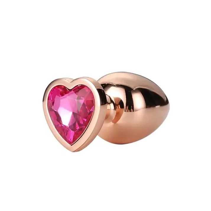 Análny kolík Gleaming Love rosegold s ružovým srdiečkom na konci