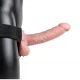 Realrock Hollow Strap-on dutý pripínací penis so semenníkmi 18 cm - telový