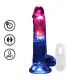 RealRock LED svítící vibrační dildo s varlaty 20 cm